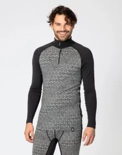 Bula Geo Merino Wool Half Zip Skiundertrøje Herre -Tilbud Try Ski Butik 720512 GEO MERINO WOOL HALFZIP DGREY MODEL 1 Bula