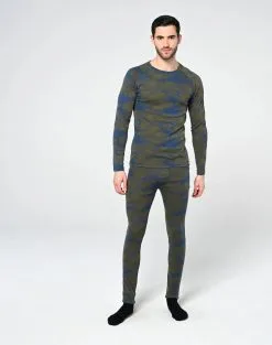 Bula Camo Merino Wool Crew Skiundertrøje Herre -Tilbud Try Ski Butik 720725 Camo Merino Wool Crew DENIM MODEL 3 Bula