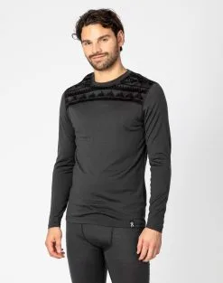 Bula Aztec Merino Wool Crew Skiundertøj Sæt Herre -Tilbud Try Ski Butik 720817 Aztec Merino Wool Crew DGREY MODEL 1 Bula