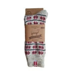 Charm Ragsokker "Snefnug" 80% Uld - Grå/Rød