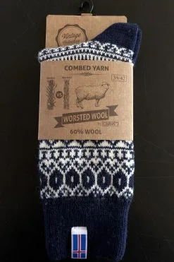 Charm Ragsokker 60% Uld - Blå