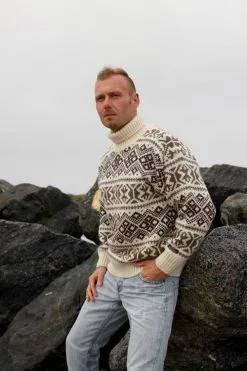 Norwool Islandsk Sweater Med Rullekrave