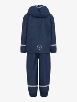 Color Kids Børne PU Fleeceforet Regntøj - Navy -Tilbud Try Ski Butik ColorKids Regnsaetm.For BlaRear