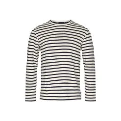 Sea Ranch Hugo Stribet Langærmet T-shirt - Ecru/SR Navy