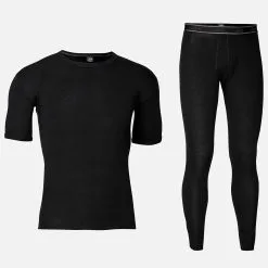 JBS Skiundertøj Kortærmet Sæt Herre 100% Uld - Sort