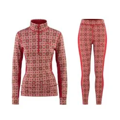 Kari Traa Rose H/Z Skiundertøj Sæt Dame - 100% Merinould -Tilbud Try Ski Butik kari traa rose skiundertoj saet red